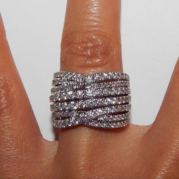 NEW 14K White Gold Diamond Ring Band Chunky Thick Ring Band - Picture 3 of 5
